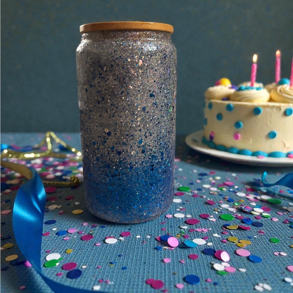 Glittery Blue Party Tumbler